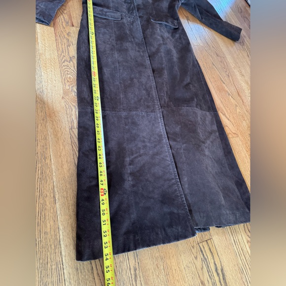 Vintage suede leather long coat trench - Picture 8 of 8